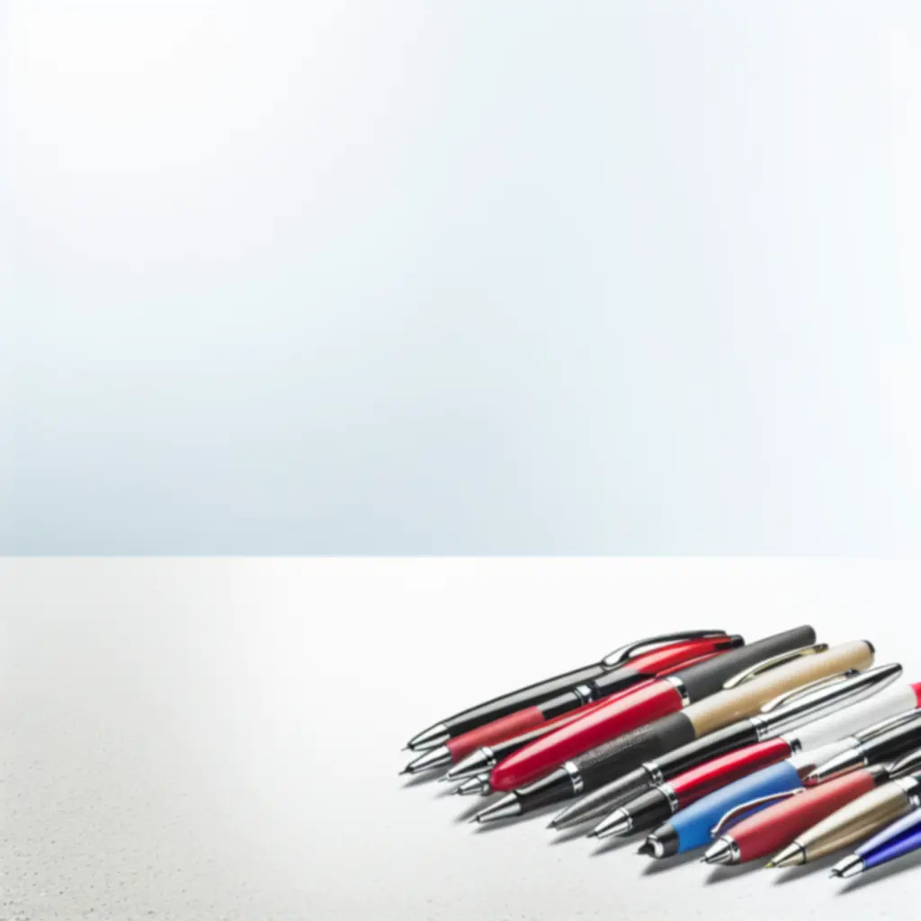 Válogatott prémium tollak és filctollak rendezett elrendezésben.